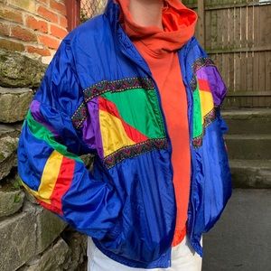 Vintage | Retro Color-block Nylon Jacket